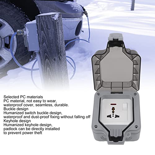 IP66 Waterproof Outdoor Single Socket – Universal Plug Outlet with Protective Cover