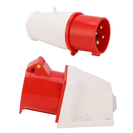 16A 5-Pin Wall-Mount Industrial Plug & Socket (Male & Female) – IP44 | 400V (3P+N+E)