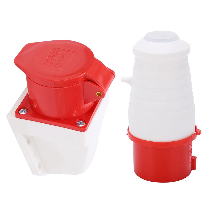 32A 4-Pin Industrial Plug & Wall Mount Socket (Male & Female) | IP44 | 3P+E Power Connection Set