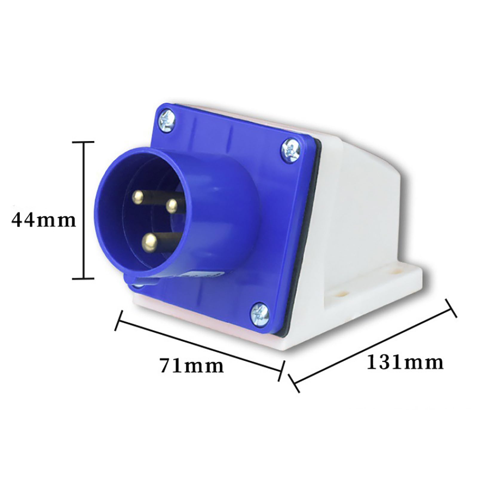 3-Pin 32A Wall-Mount Male Industrial Plug – IP44 Rated | Fixed Splash-Proof Power Inlet