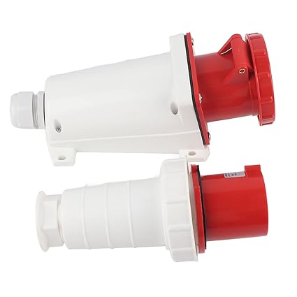 4-Pin 63A Industrial Plug & Wall Mount Socket Set – IP44 Rated