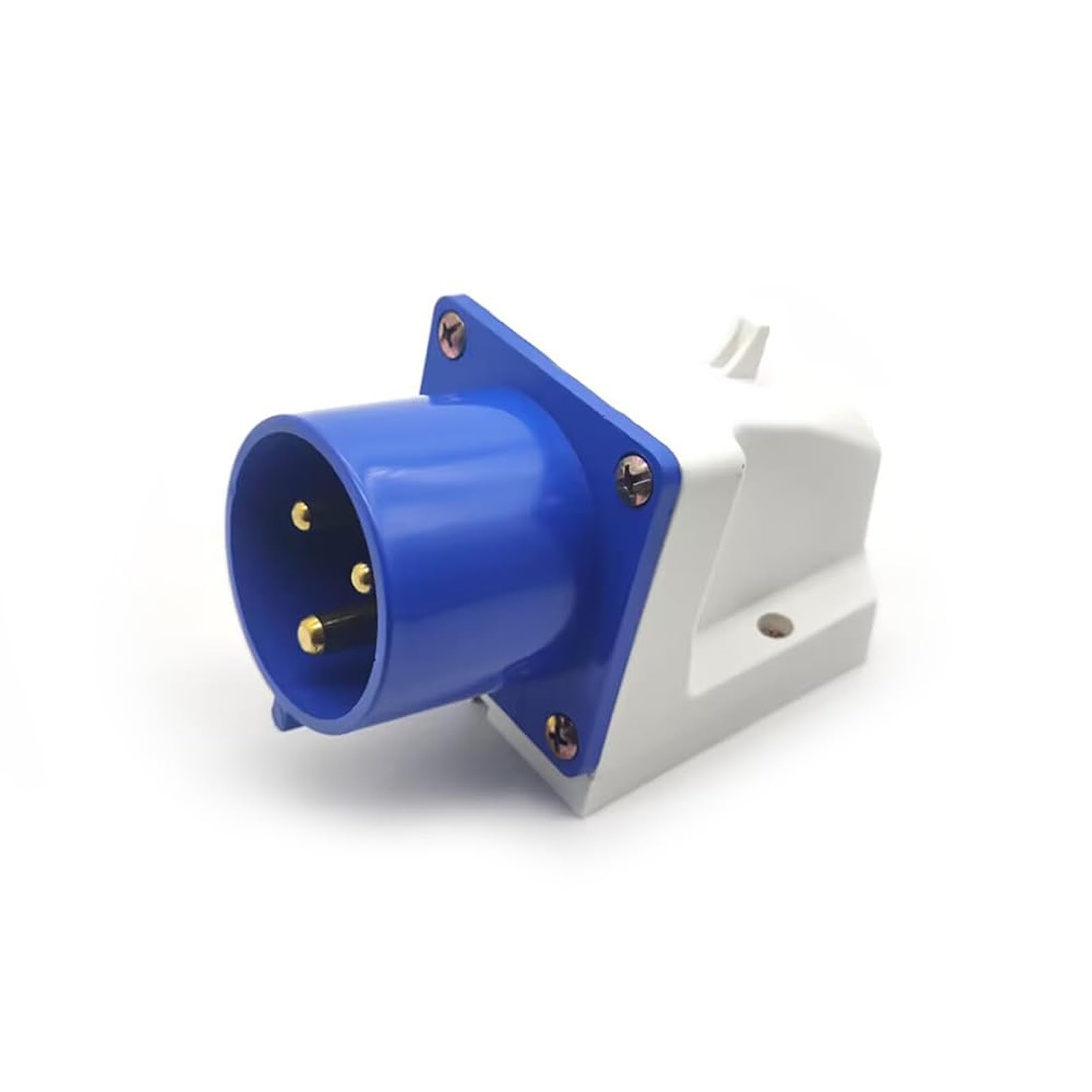 3-Pin 32A Wall-Mount Male Industrial Plug – IP44 Rated | Fixed Splash-Proof Power Inlet