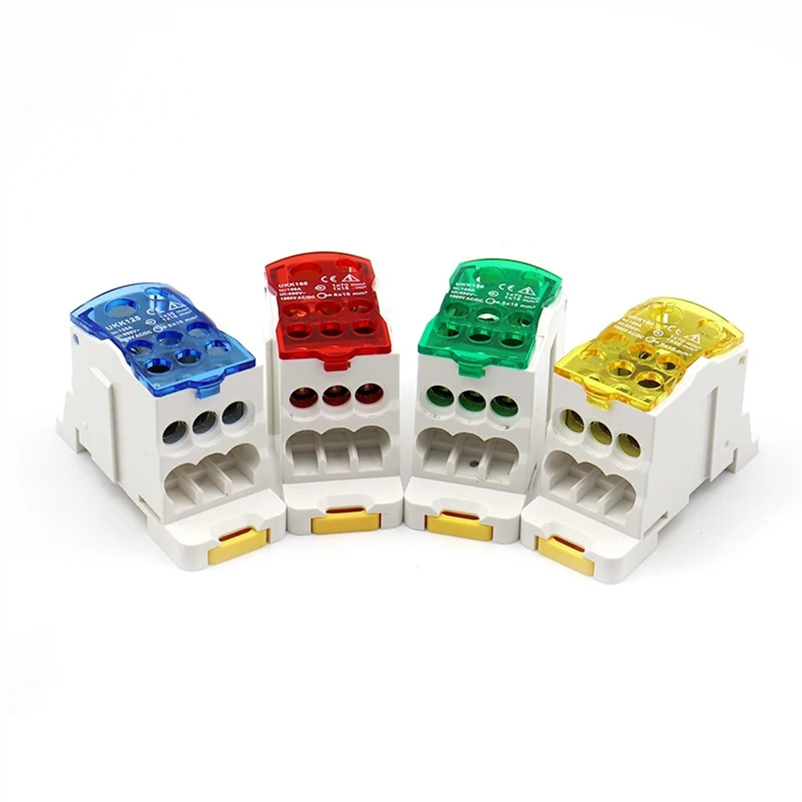 Junction Box UKK 160A – DIN Rail Distribution Terminal Block, 160A, Available in Blue, Yellow, Red & Green