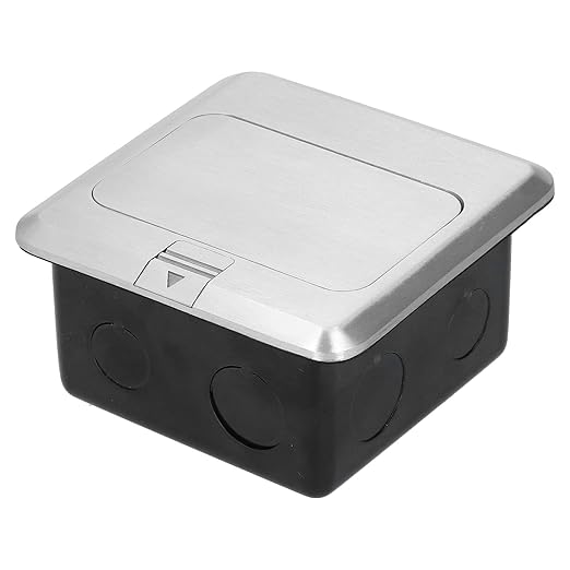 Silver Metal Floor Pop-Up Double Multi-Socket Floor Box • Double Multi Module • Power + Data Solution