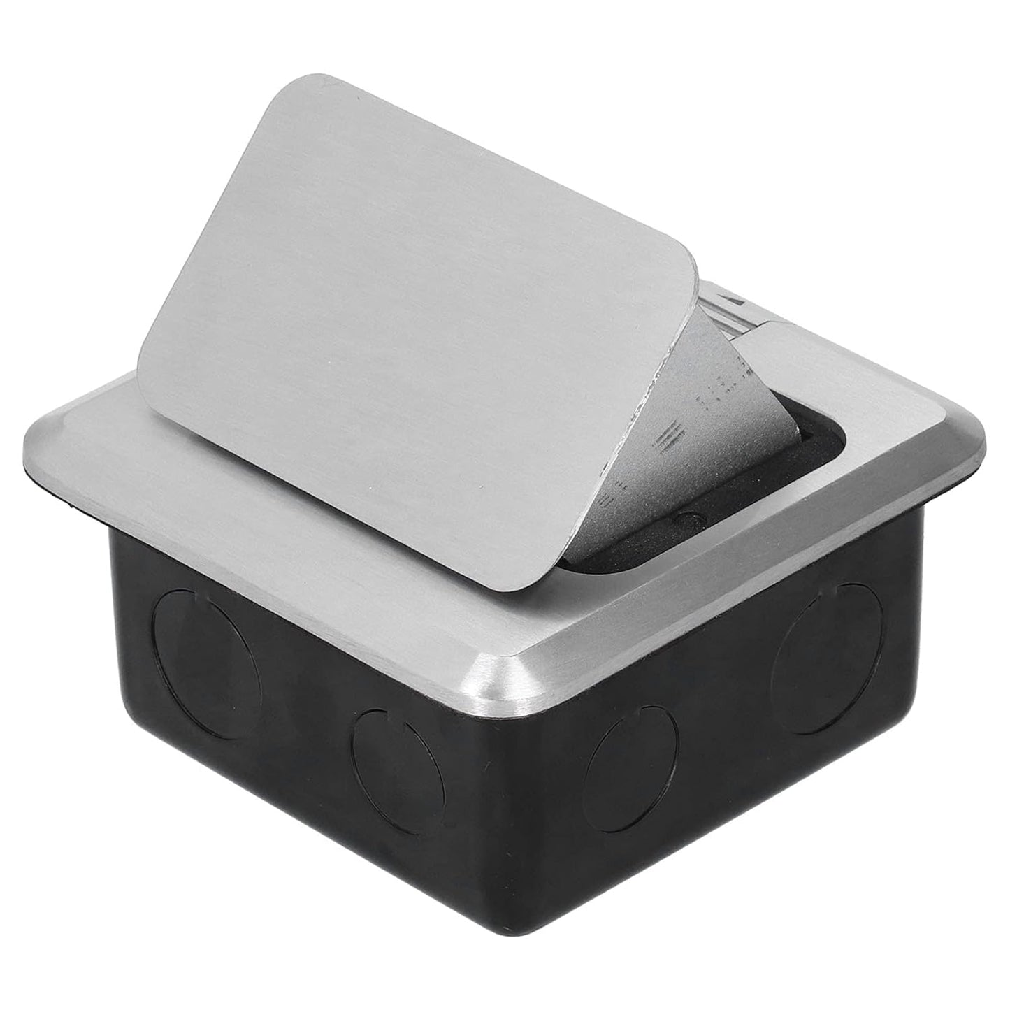 Silver Metal Floor Pop-Up Double Multi-Socket Floor Box • Double Multi Module • Power + Data Solution