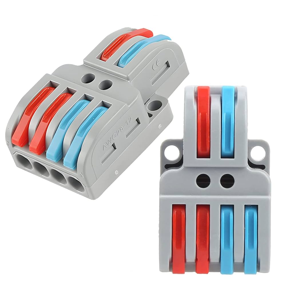 SPL-422 Quick Wire Connector – 4 In / 2 Out Reusable Lever Terminal Block (0.08–4mm²)