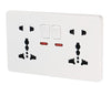 BINOKA Double Socket with 2 Gang Switch and 2 Pin Socket and Neon Power Indication