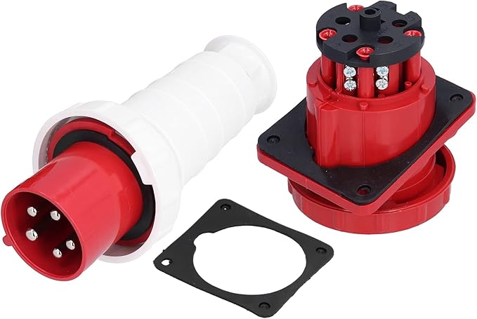 63A 5-Pin Industrial Plug & Panel-Mount Socket (Male & Female) – IP44 | 400V (3P+N+E)