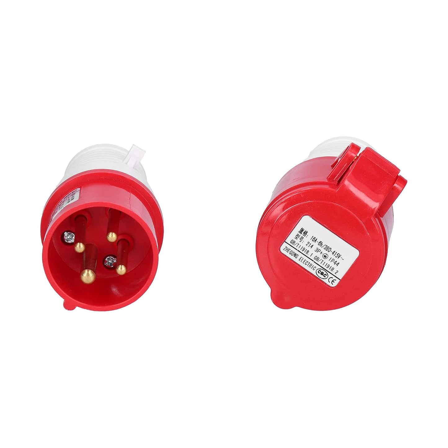 16A 4-Pin Industrial Plug & Socket Set | IP44 | Inline 3P+E Power Connector (Straight Type)