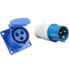 3-Pin 32A Industrial Plug & Panel-Mount Socket Set – IP44 Rated | Male Plug + Embedded Socket Combo