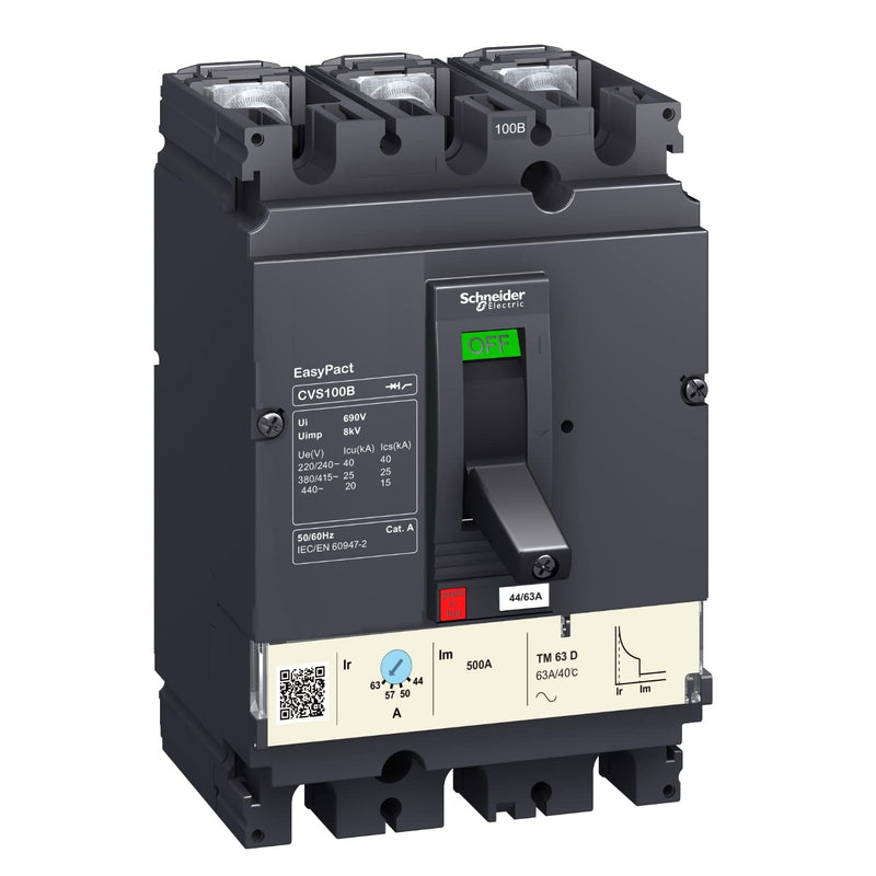 200A 3-Pole MCCB – Schneider Electric EasyPact CVS250B LV525302, TM-D Trip Unit, 25kA Breaking Capacity @ 415V AC