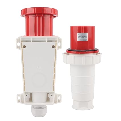 4-Pin 63A Industrial Plug & Wall Mount Socket Set – IP44 Rated