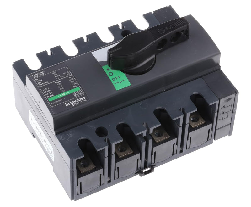 Compact INS125 4-Pole 125A Switch-Disconnector with Black Rotary Handle (IEC 60947-3) – Schneider Electric