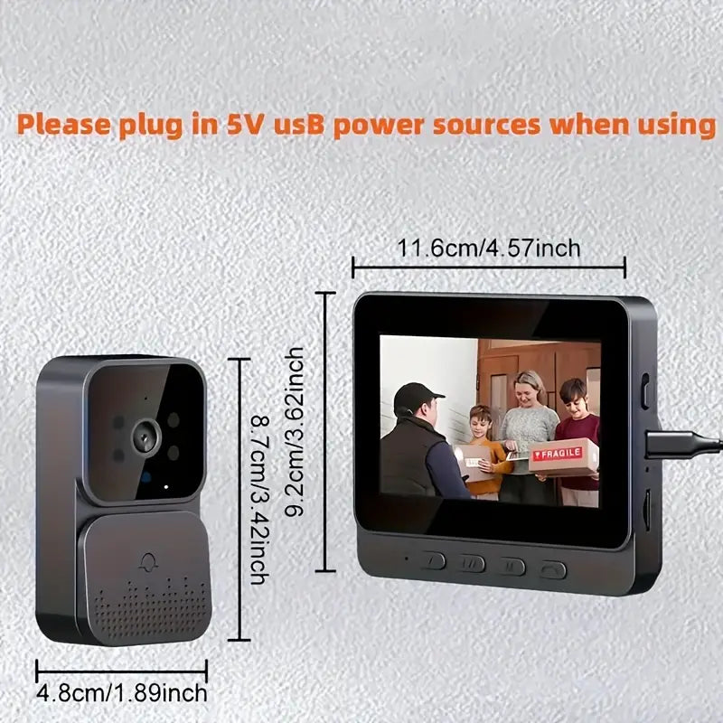 Wireless Smart Video Doorbell – HD Night Vision, Two-Way Audio & AI Motion Detection