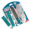 Total 22 Pieces Utility Knife Set – 1 Utility Knife (19 × 61 mm) + 10 Standard Blades + 10 Hook Blades (18 × 100 mm) + 1 Blade Remover, Part No. THT515226