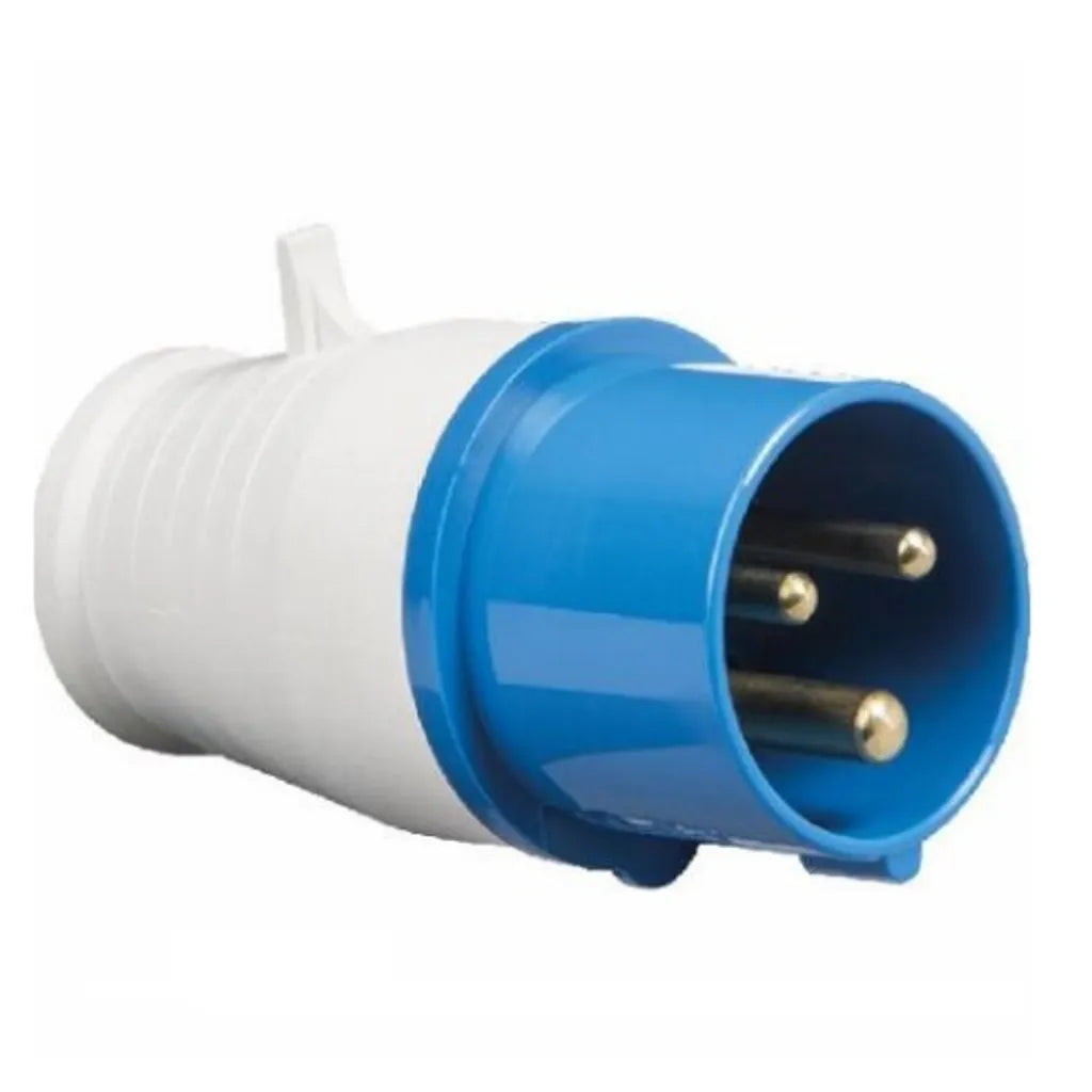 Industrial Male Plug – 3-Pin, 16A, 220V, IP44 Rated (Blue CEE Type Plug)