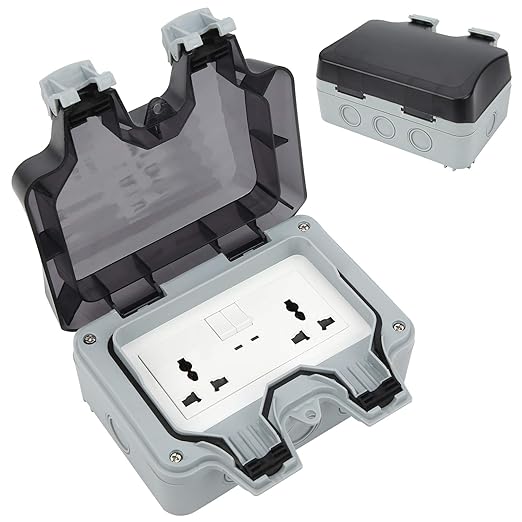 Waterproof Outdoor Double Socket – IP66 Rated Universal Power Outlet