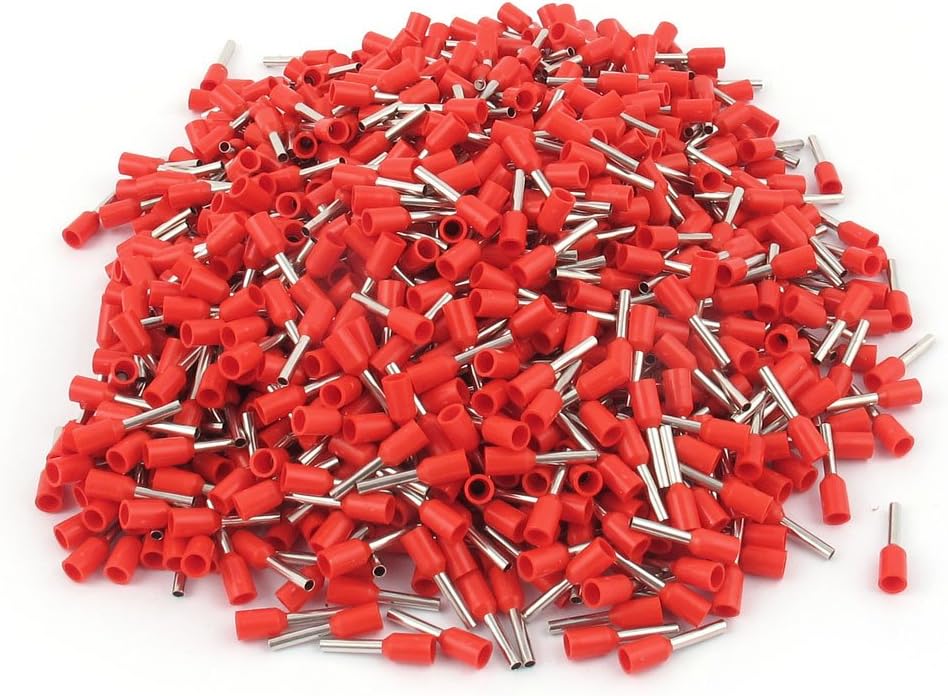 E1008 Bootlace Ferrule – 1.0 mm² (18 AWG), Red Insulated, 8 mm Pin Length