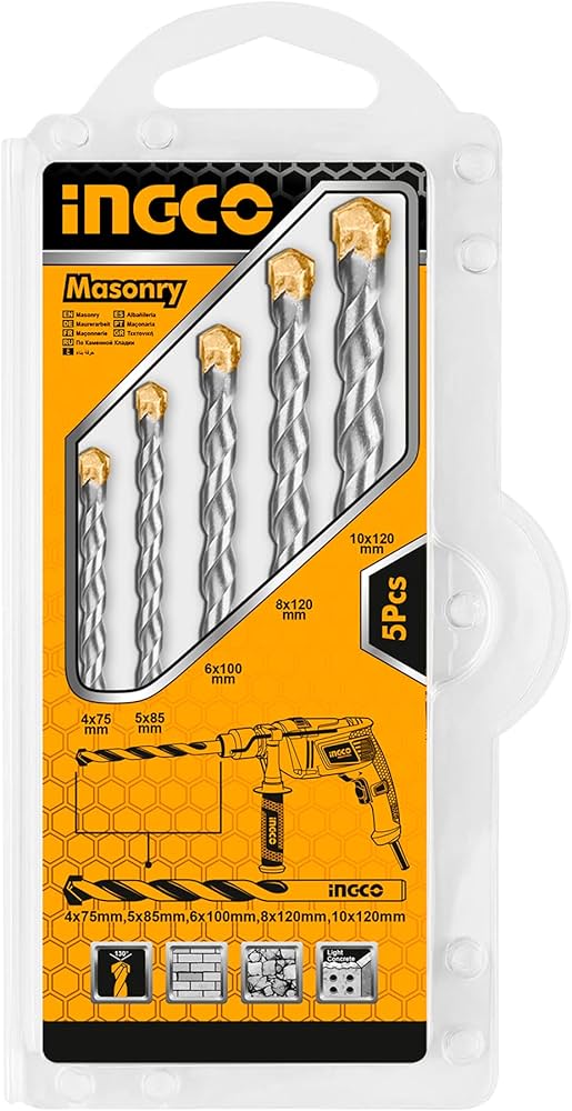 Ingco 5 Pcs Masonry Drill Bits Set AKDB3055