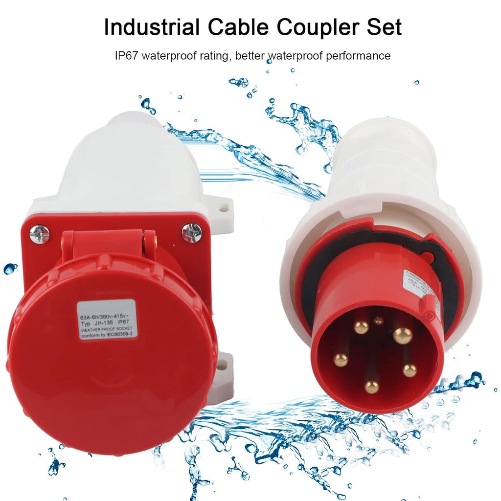 5-Pin Industrial Plug & Wall-Mount Socket (Male & Female) – IP44 | 400V (3P+N+E)