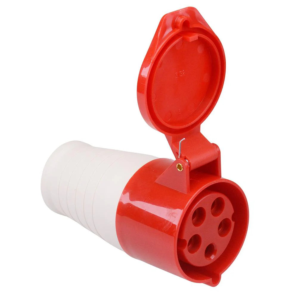 16A 5-Pin Straight Industrial Female Socket | IP44 | 3P+N+E | Inline Power Connector