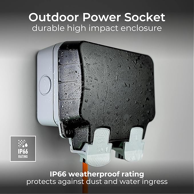 Industrial Waterproof Double Socket with USB Ports – IP66 Outdoor Power Unit