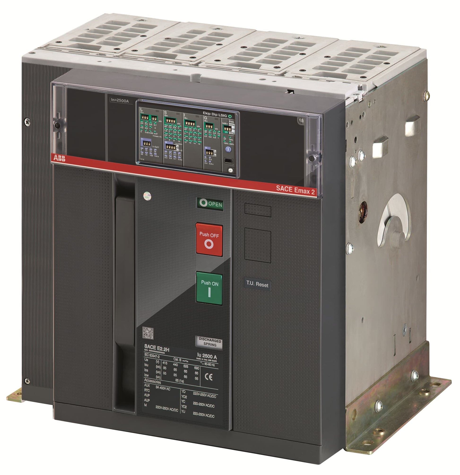 ABB E2.2B 2000 EKIP DIP LI 4-Pole Fixed Air Circuit Breaker – 2 000 A, 42 kA @ 440-690 V, Rear Horizontal Terminals (1SDA071651R1)