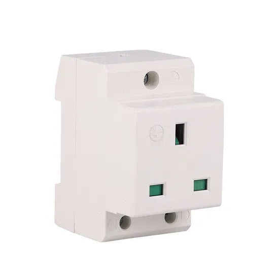 DIN Rail Modular UK Socket – 13A 250V BS 1363, Spring-Cage Terminals, NS 35 Rail Mount