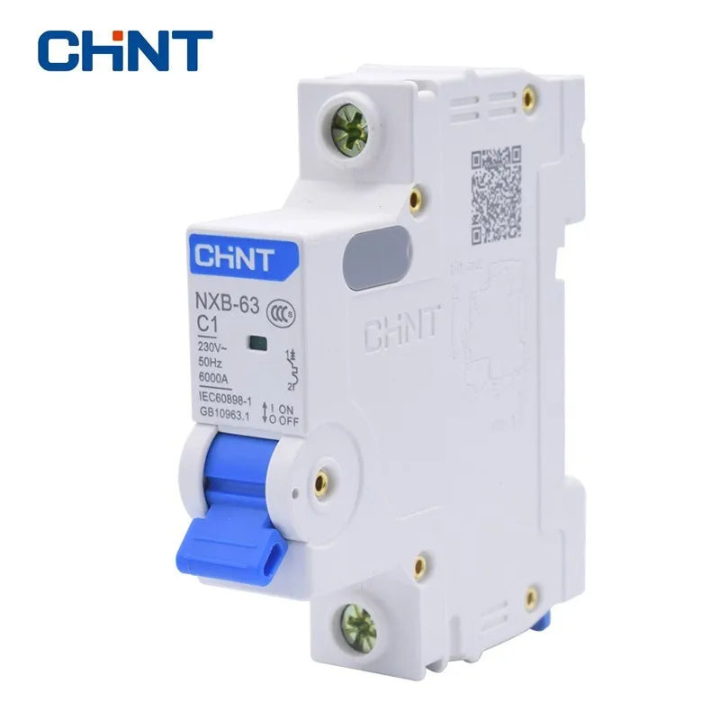 Chint NXB-63 1P C2 Miniature Circuit Breaker – 2A, 6kA Breaking Capacity, Single Pole MCB for Overload & Short Circuit Protection