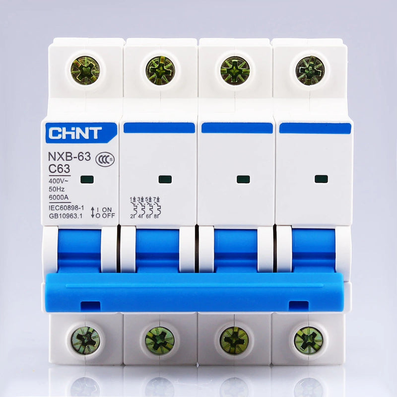 Chint NXB-63 4P C50 Miniature Circuit Breaker – 50A, 6kA Breaking Capacity, Type C Curve, 4 Pole MCB for Heavy Three-Phase + Neutral Circuit Protection