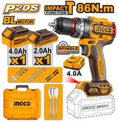INGCO Cordless Impact Drill 20V 86Nm 2 Batteries CIDLI208687 – CID-ING-20V-86NM