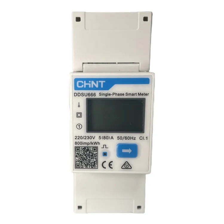 CHINT DDSU666 DIN-Rail Single Phase Energy Meter 230V 5(80)A 2-Module Digital kWh Meter Cat. #195290