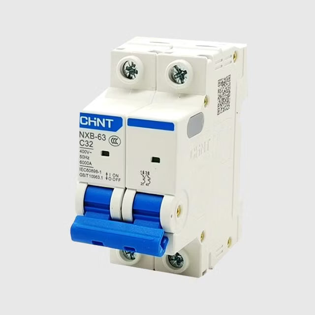 Chint NXB-63 2P C10 Miniature Circuit Breaker – 10A, 6kA Breaking Capacity, Type C Curve, Double Pole MCB for Low-Load Single-Phase Protection