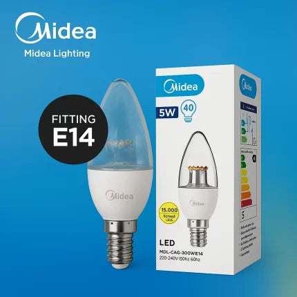 Midea LED Candlelight Bulb, 5W, 3000K Warm White