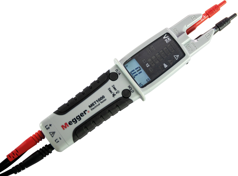 Megger 1NT420 Voltage Tester, Two-Pole Electrical Tester, 12-1000V AC/DC with LED Indication