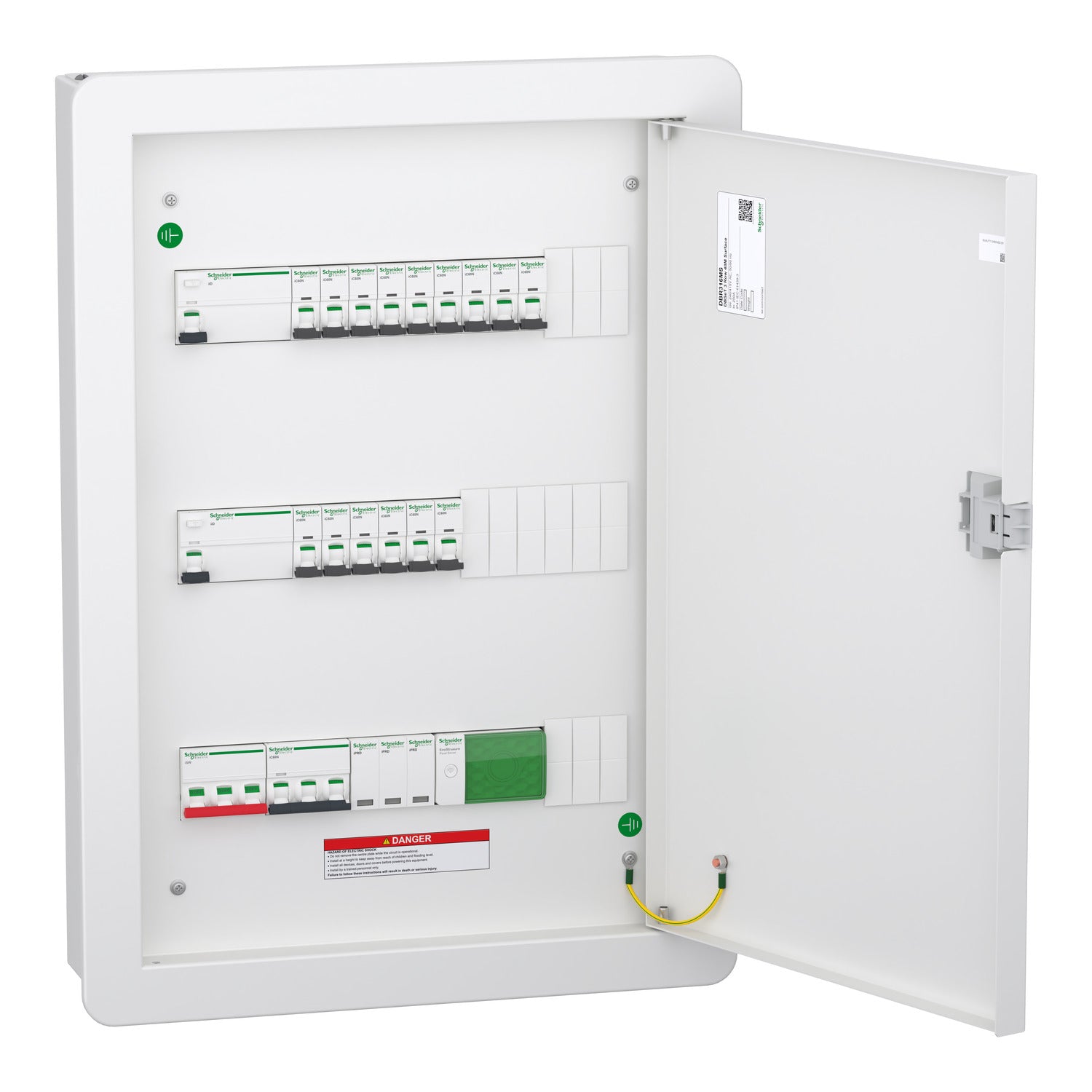 Schneider Electric DBSeT DBR316MF 100 A Flush-Mount Distribution Board – 3-Row, 48-Way (Flush Mount)