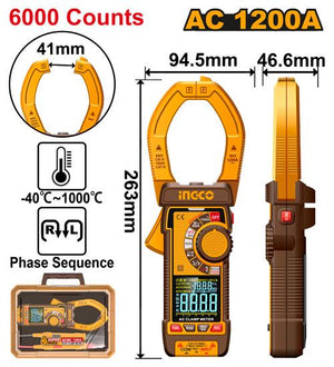 Ingco AC Clamp Meter 1000A 6000 Counts – DCM610001