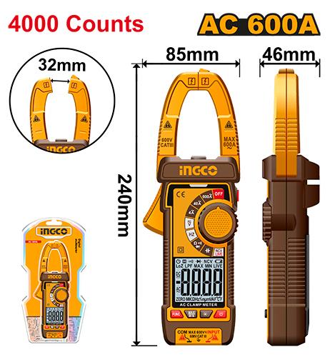 Ingco Digital AC Clamp Meter 400A 4000 Counts – DCM62001