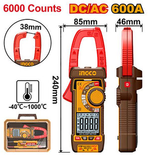Ingco DC/AC Clamp Meter 600A 6000 Counts – DCM66002