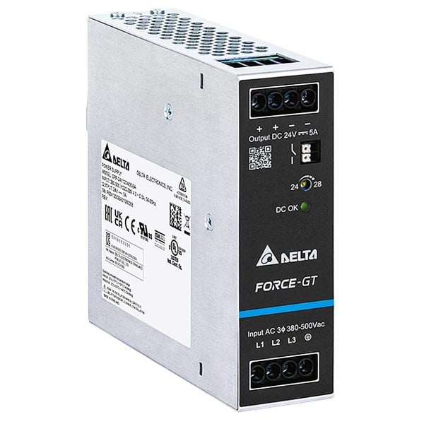 Delta DRF-24V120W3GBA – 24V DC 120W 5A DIN Rail Power Supply