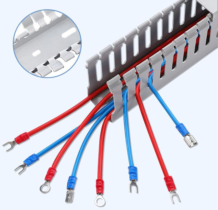 Grey Slotted Trunking 50×50 mm – 2 Meters per Piece | Heavy-Duty PVC Cable Management Duct