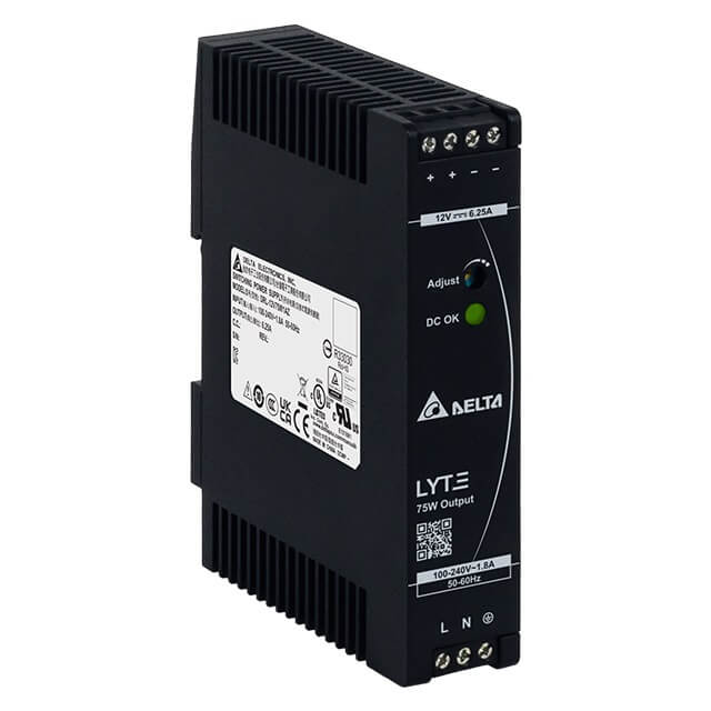 Delta DRL-12V75W1AZ – 12VDC 75W 6.25A DIN Rail Power Supply