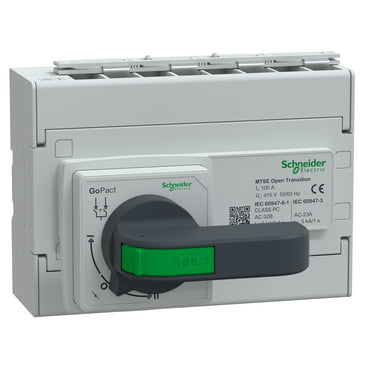 Schneider Electric GoPact MTS100 4P 100A Manual Transfer Switch – GM10D4N1004BEE with External Rotary Handle, Steel Enclosure