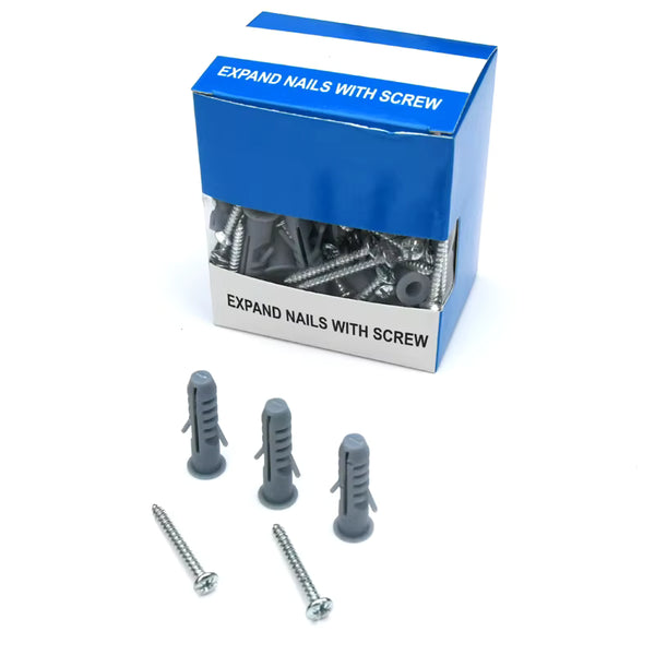10mm Wall Plugs with 5.0×50 Tapping Screw – 100pcs