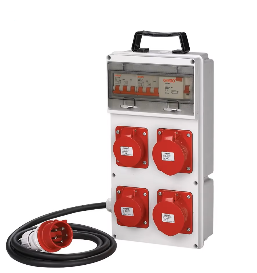 Title: Industrial Distribution Panel – Complete with 2pcs 16A 5-Pin &amp; 2pcs 32A 5-Pin Plugs, Sockets, MCBs &amp; RCCBs (IP44 Rated)