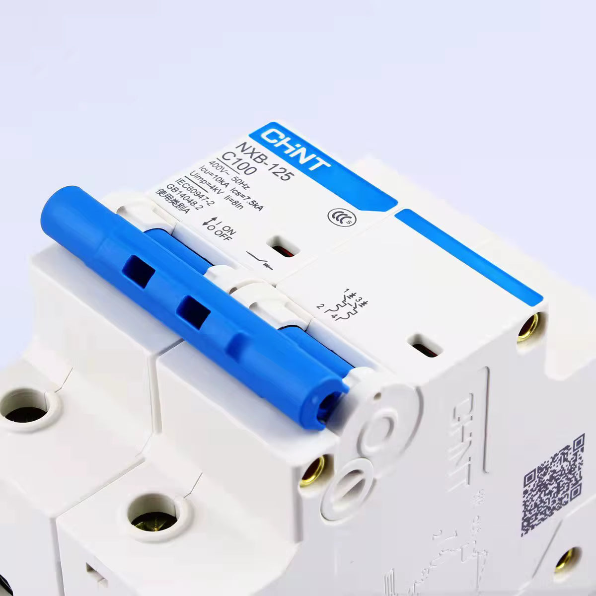 Chint NXB-125 2P C100 Miniature Circuit Breaker – 100A, 10kA Breaking Capacity, Type C Curve, 2 Pole MCB for High-Power Single-Phase and Dual-Phase Applications