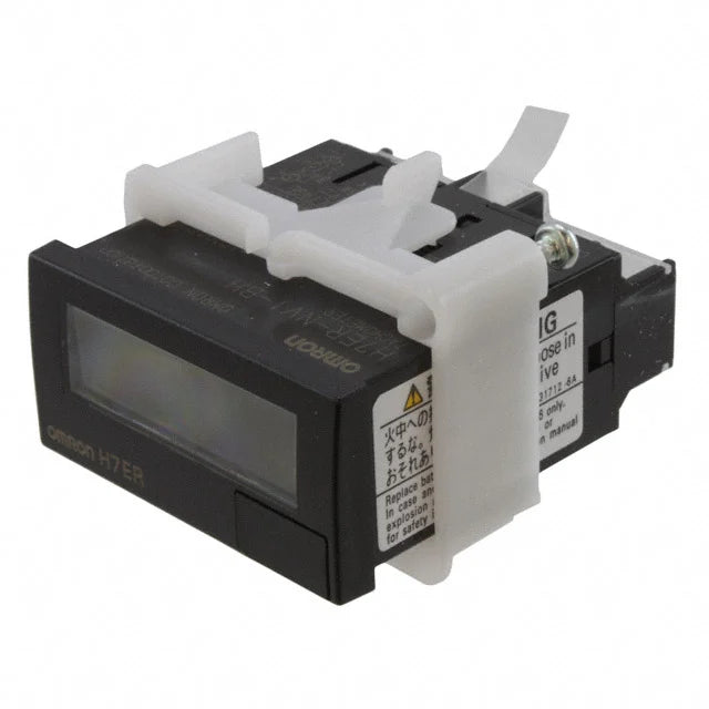 Omron H7ET-NV1-BH 1/32 DIN Industrial Time Counter — Self-Powered 7-Digit LCD Timer (999h59m59s / 9999h59.9m), Voltage Input, Backlit Display, Black Case