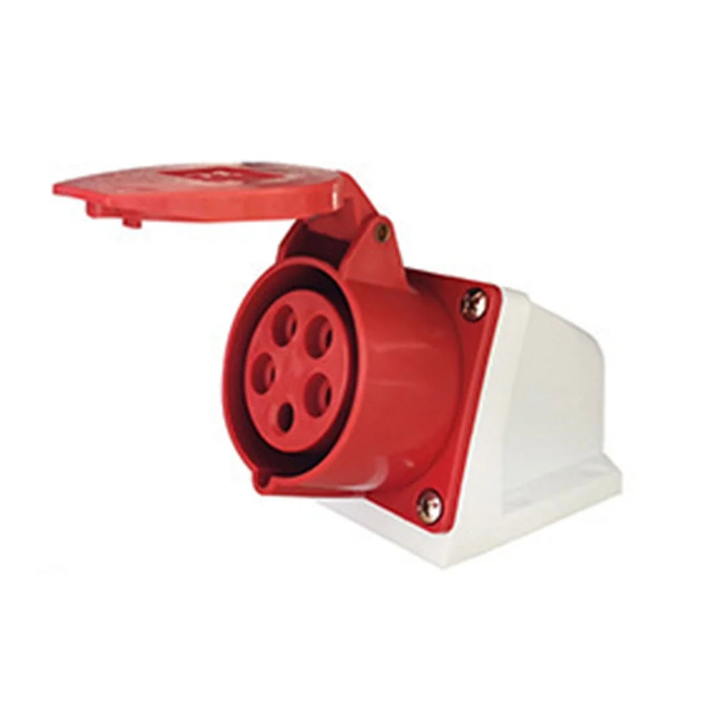 16A 5-Pin Wall Mount Industrial Socket | IP44 | 3P+N+E | Female Fixed Power Outlet