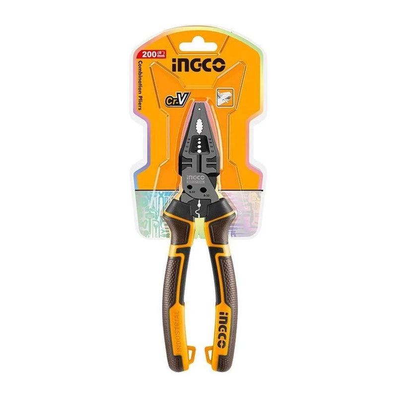 INGCO HMFCP28200 200 mm combination pliers in retail packaging