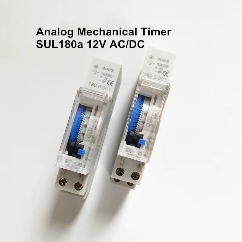 SUL180A DIN Rail Mechanical Timer Switch – Built-In Battery, Economy Model, 24-Hour Programmable Time Switch for Lighting & Load Control